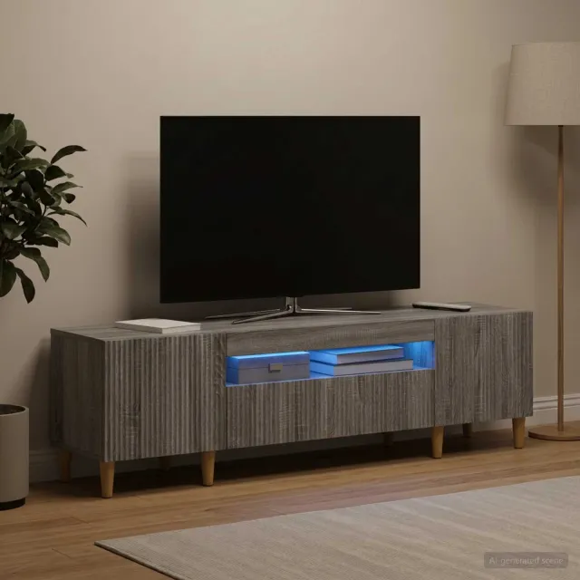 vidaXL LED tv-meubel ARNHEM 153 x 35 x 43 cm Grijs Sonoma Bewerkt hout, foto 2