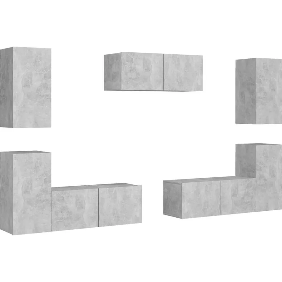 vidaXL 7-delige Tv-meubelset bewerkt hout betongrijs grijs, foto 3