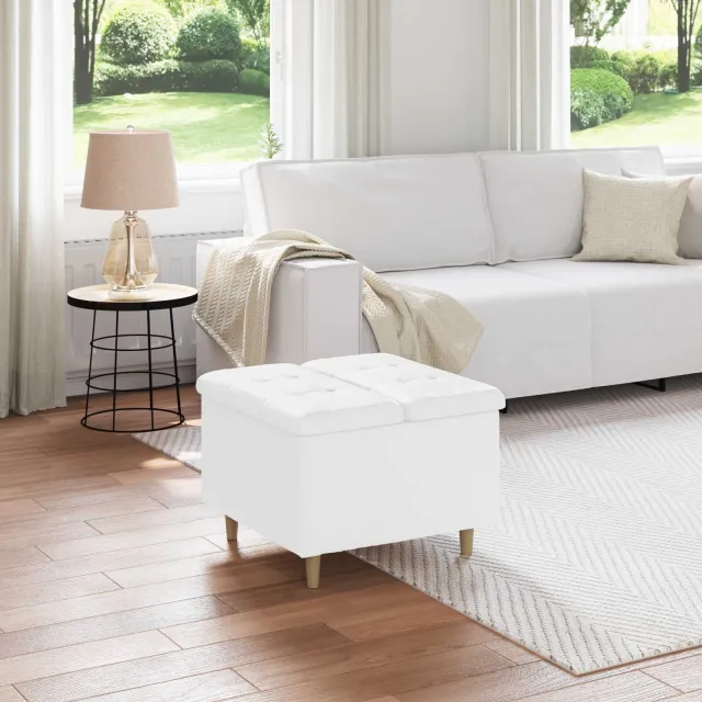vidaXL Ottoman met Opbergruimte Wit 60 x 60 x 45 cm Kunstleer