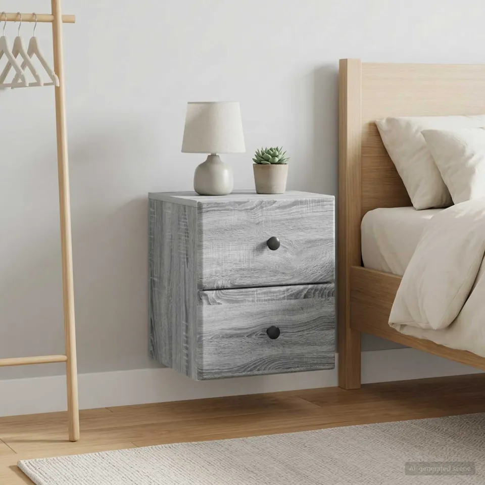 vidaXL Wandbeugel Bedkast 2 st Grijs sonoma 34,5 x 33 x 40 cm, foto 4
