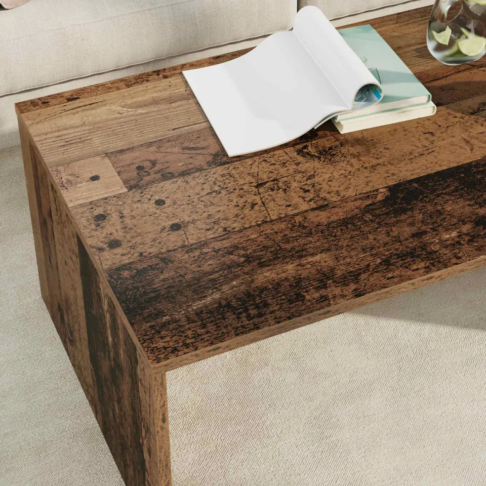 vidaXL Salontafel Oudhout 95 x 50 x 34 cm Bewerkt hout bruin, foto 4
