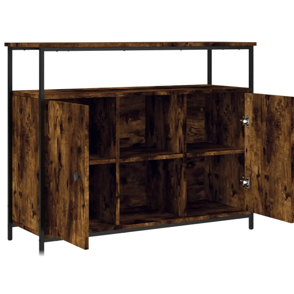 vidaXL Dressoir 100x35x80 cm bewerkt hout gerookt eikenkleurig Bruin