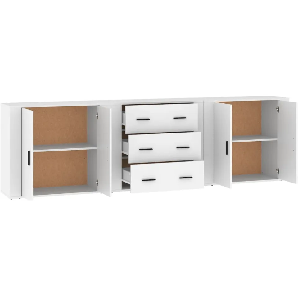 vidaXL Dressoirs 3 st bewerkt hout wit, foto 4