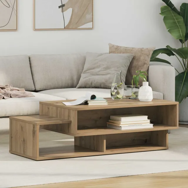 vidaXL Salontafel Artisan Eiken 105 x 50 x 32,5 cm Bewerkt hout, foto 2