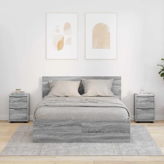 vidaXL Nachtkastjes 2 st Grijs Sonoma 30,5 x 30 x 43 cm Bewerkt hout, foto 2