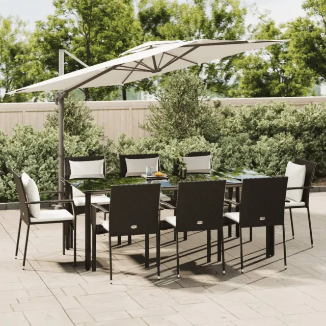 vidaXL 9-delige Tuinset poly rattan zwart, foto 2