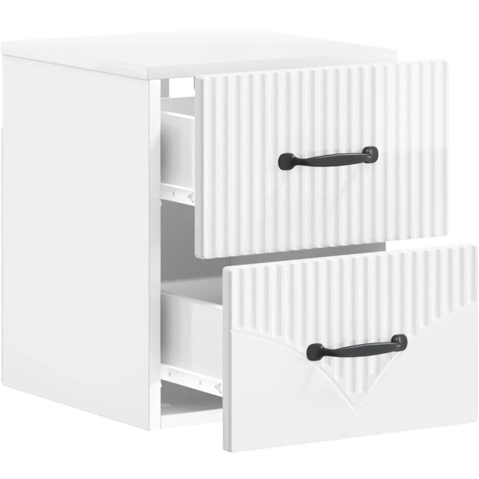 vidaXL Wandbeugel Bedkast Hoogglans Wit 34,5 x 33 x 40 cm Bewerkt hout, foto 4