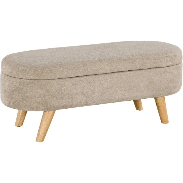 ITRONIQ Opbergbank 110x40x43 cm – Zitbank met Opbergruimte – Gestoffeerde Slaapkamerbank met Deksel – Voetenbank – Beige