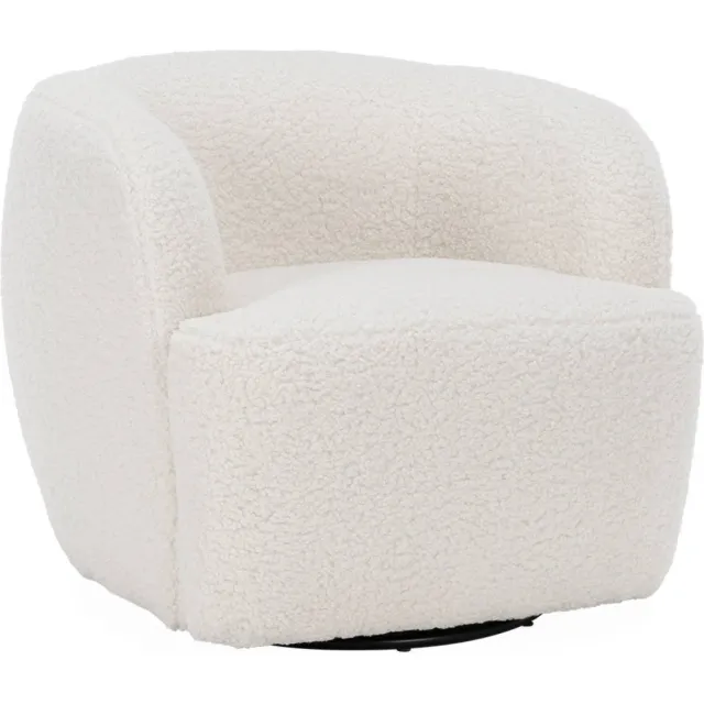 sweeek Ronde draaifauteuil in boucléstof, laya, b 79,5 x d 77,5 x h 67cm Crème