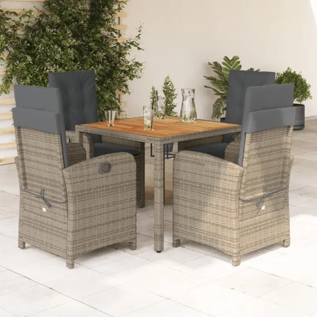 vidaXL 5-delige Tuinset met kussens poly rattan grijs, foto 2