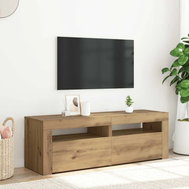 vidaXL Tv-meubel met LED 120x35x40 cm bewerkt hout artisanaal eiken Bruin