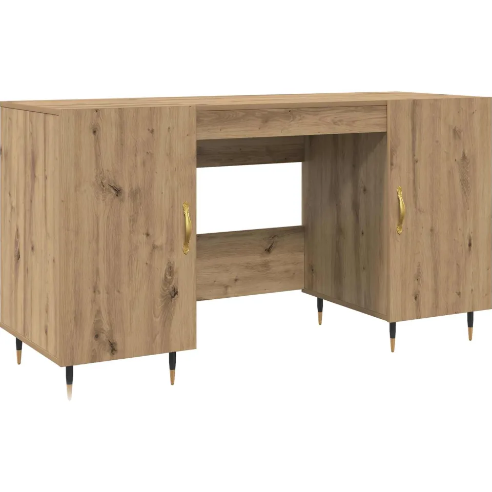 vidaXL Bureau artisanaal eikenkleurig Bewerkt hout 140 x 50 x 75 cm, foto 3