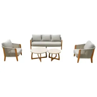 Central Park - Praxis Eigen Merk Central Park Loungeset Aegea - Aluminium/teakhout - 5 Personen Grijs