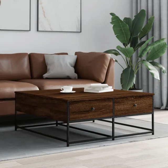 vidaXL Salontafel 100x99x40 cm bewerkt hout bruin eikenkleur, foto 2