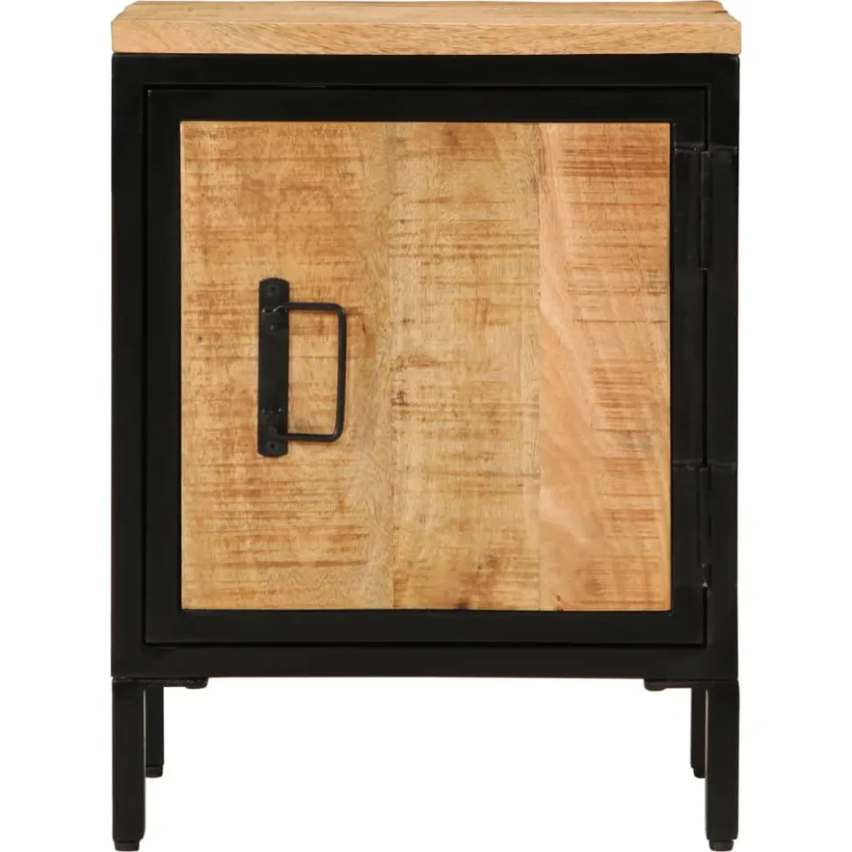 vidaXL Nachtkastje 40x30x52,5 cm massief ruw mangohout bruin, foto 3