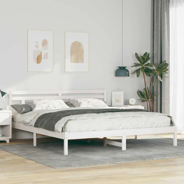vidaXL Bedframe Wit 200 x 200 cm Massief grenenhout