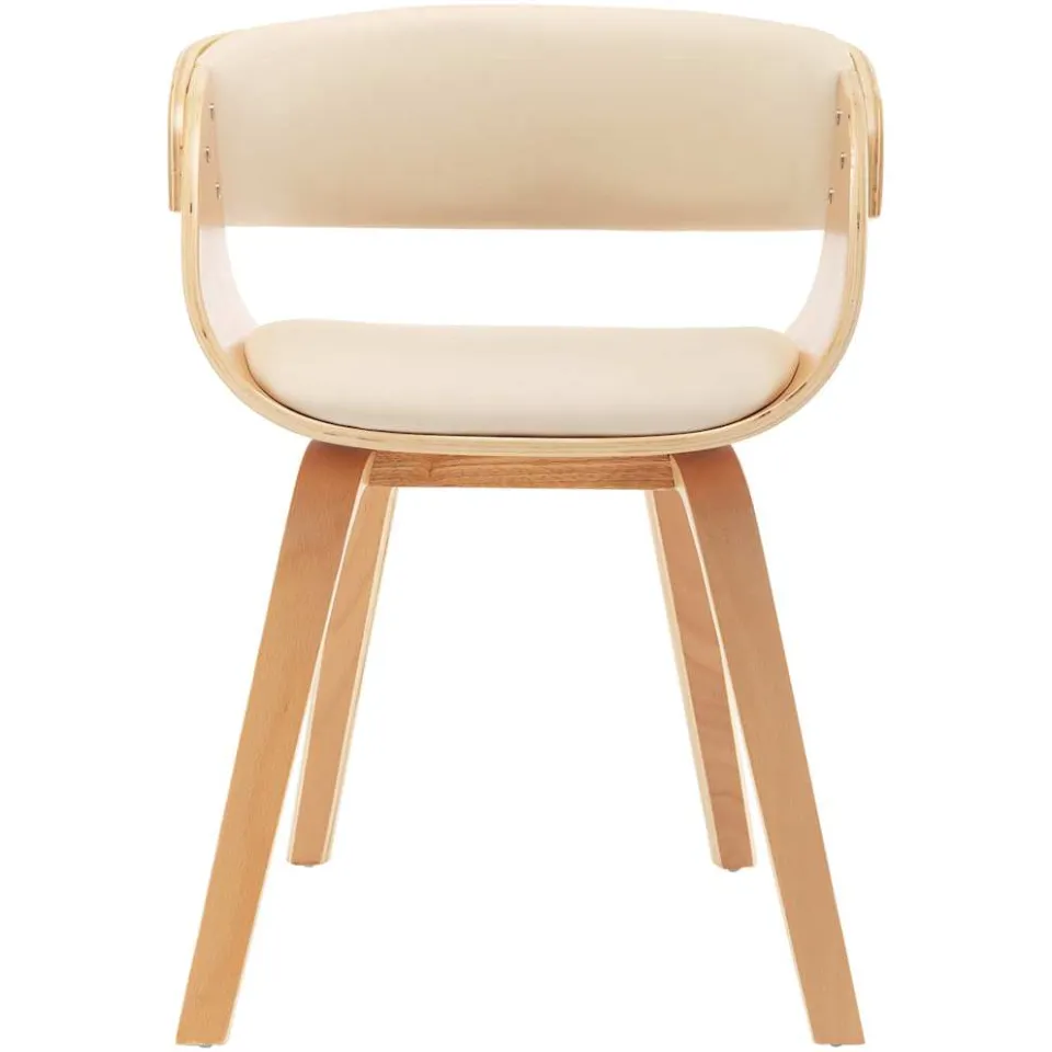 vidaXL Eetkamerstoelen 4 st gebogen hout en kunstleer crèmekleurig