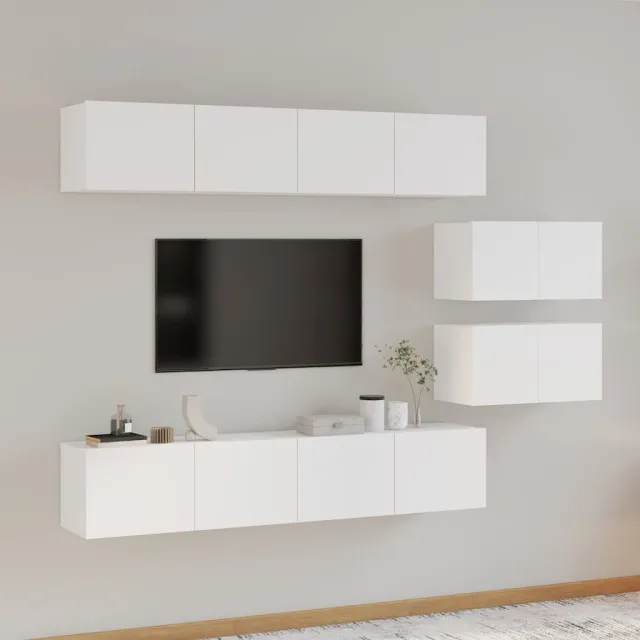 vidaXL 6-delige Tv-meubelset bewerkt hout wit, foto 2