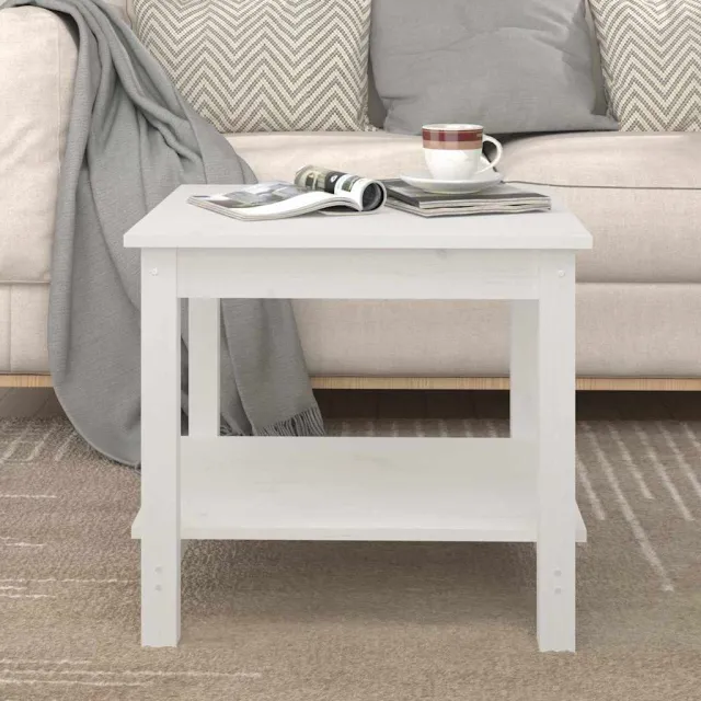 vidaXL Salontafel 50x50x45 cm massief grenenhout wit, foto 2