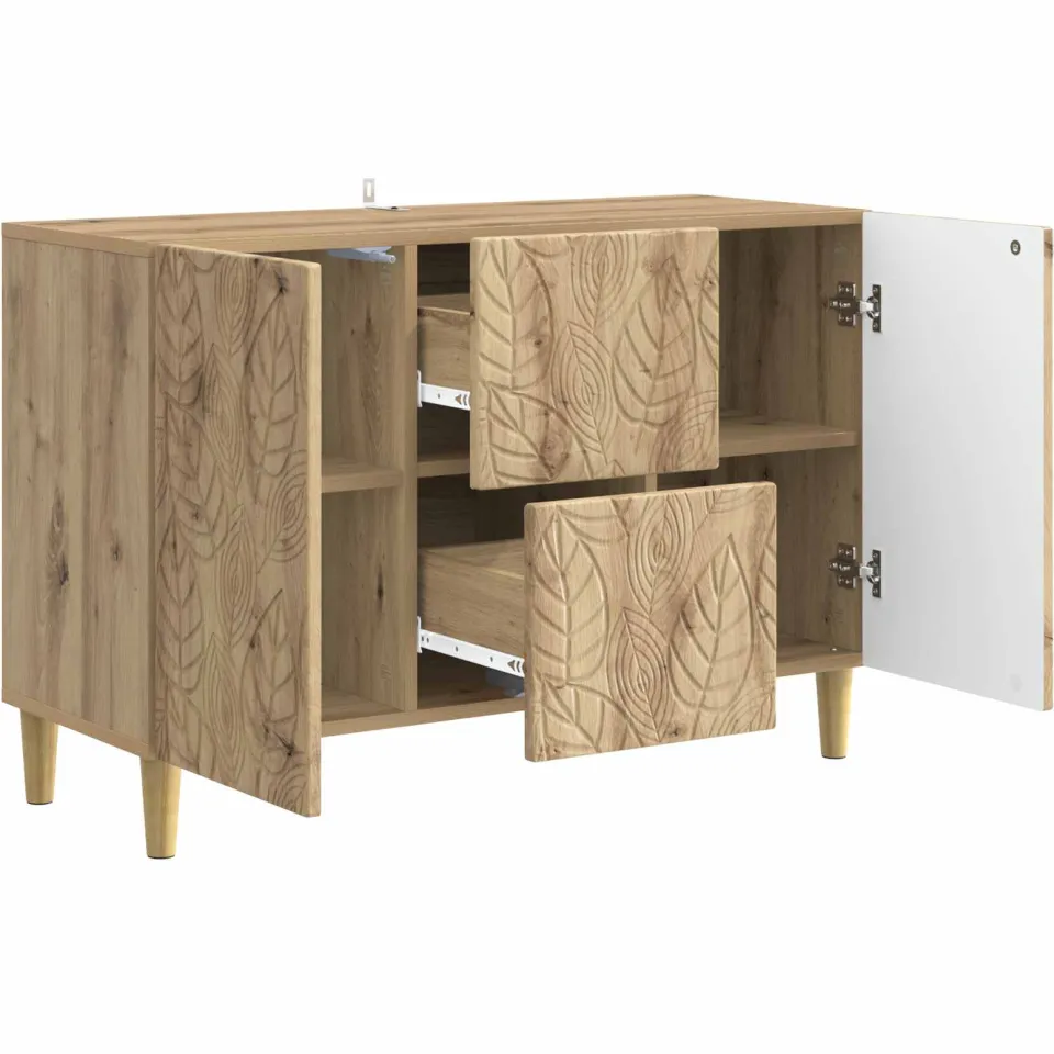 vidaXL Dressoir Artisanaal eiken 89 x 34,5 x 60 cm Bewerkt hout, foto 4