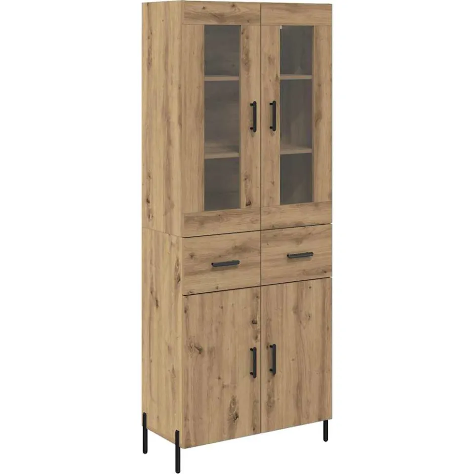 vidaXL Highboard Artisan Eiken 69,5 x 34 x 180 cm Bewerkt hout, foto 3