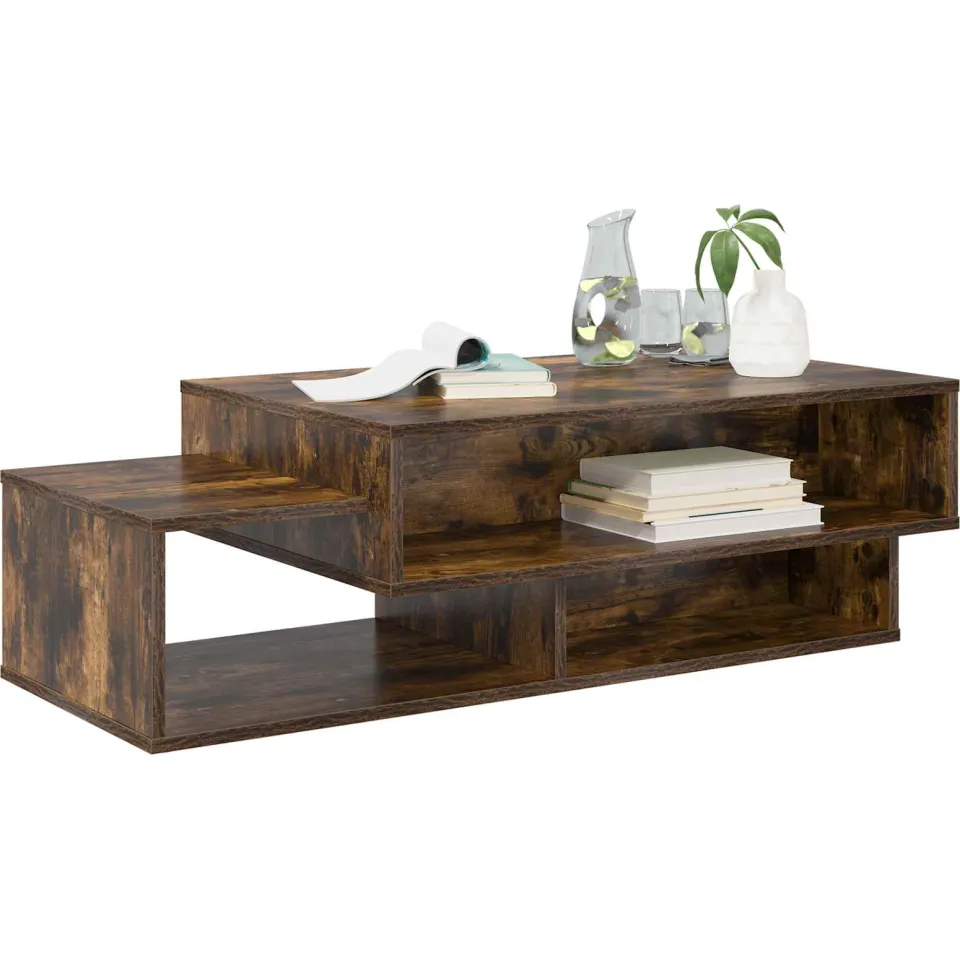 vidaXL Salontafel Gerookt eiken 105 x 50 x 32,5 cm Bewerkt hout