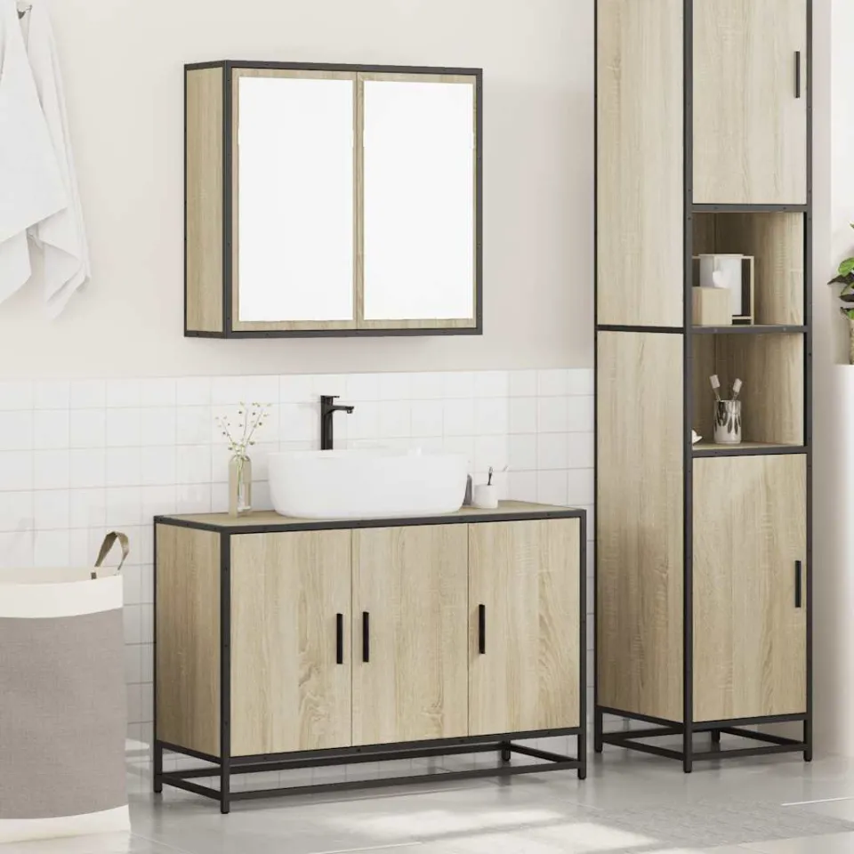 vidaXL 2-delige Badkamermeubelset bewerkt hout sonoma eikenkleurig, foto 2