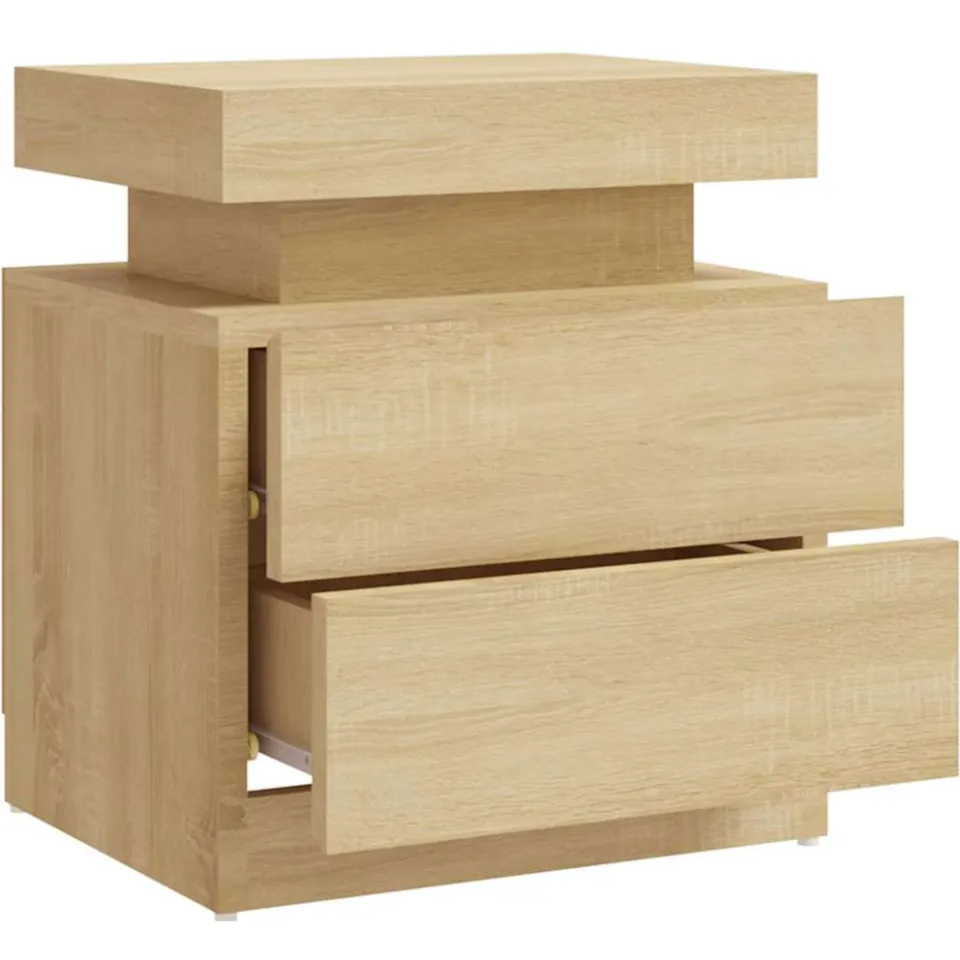 vidaXL Nachtkastje 45x35x52 cm bewerkt hout sonoma eikenkleurig, foto 3