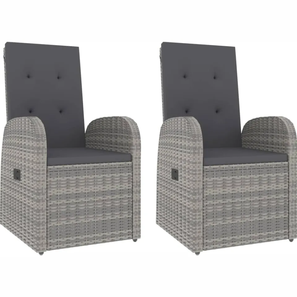 vidaXL 3-delige Loungeset poly rattan en massief acaciahout grijs, foto 3