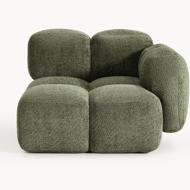 Westwing Collection Hoekmodule Tayla van teddy bouclé groen