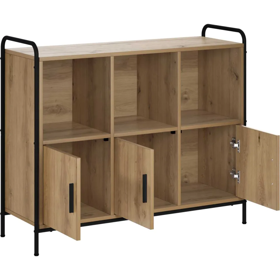 vidaXL Dressoir Artisanaal eiken 97 x 33 x 81 cm Bewerkt hout, foto 2