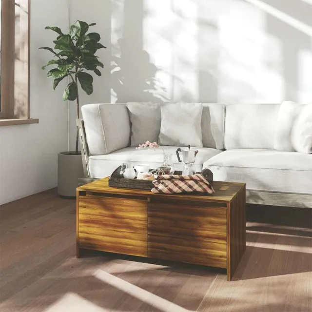 vidaXL Salontafel 90x50x41,5 cm bewerkt hout bruin eikenkleur, foto 2