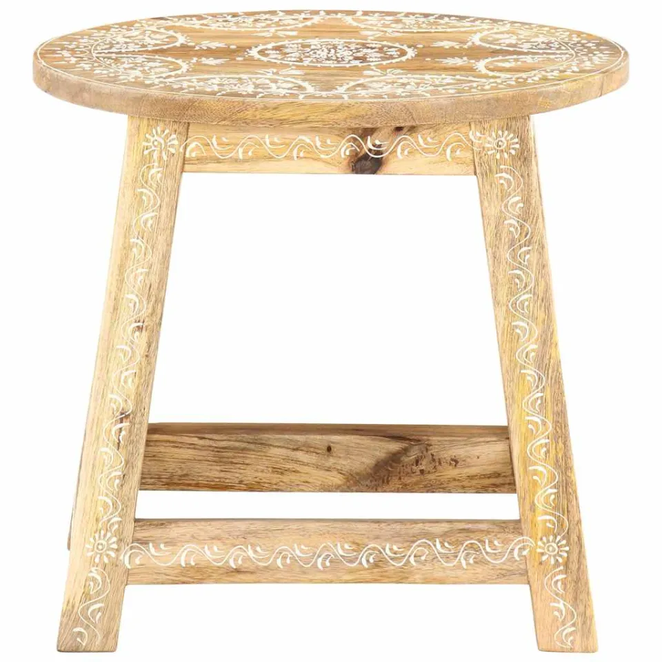 vidaXL Kruk handgeschilderd 38x38x35 cm massief mangohout bruin, foto 2