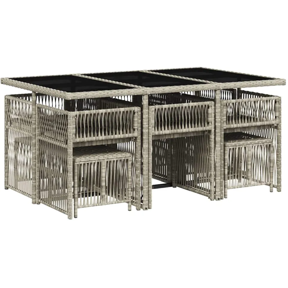 vidaXL 11-delige Tuinset met kussens poly rattan lichtgrijs