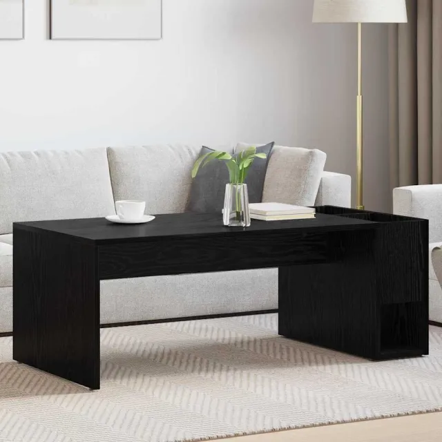 vidaXL Salontafel Zwart Eiken 101,5 x 50 x 37 cm Bewerkt hout, foto 2