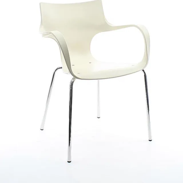 Workliving Jim Stoel - Vanille - Aluminium Onderstel