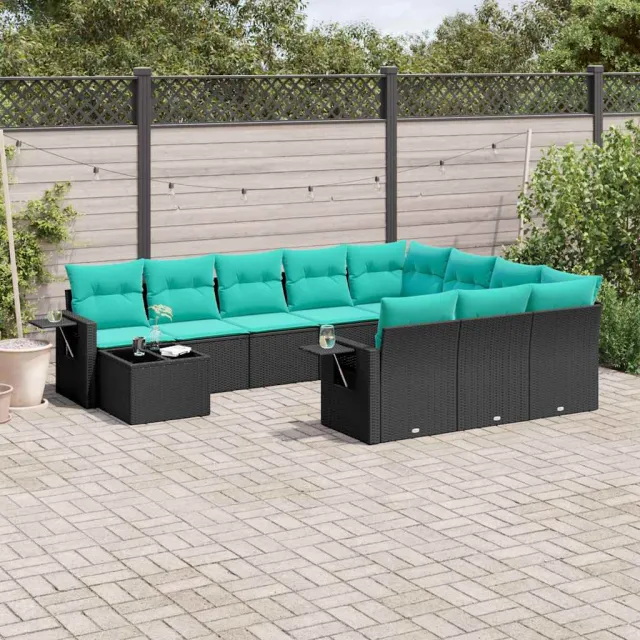 vidaXL 11-delige tuinbankset met kussens, zwart polyrotan, foto 2