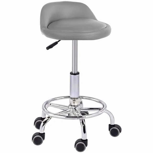 F.H. Angel Grijze Bari barkruk op wielen, draaibaar, verstelbaar voor bureau & salon Grey