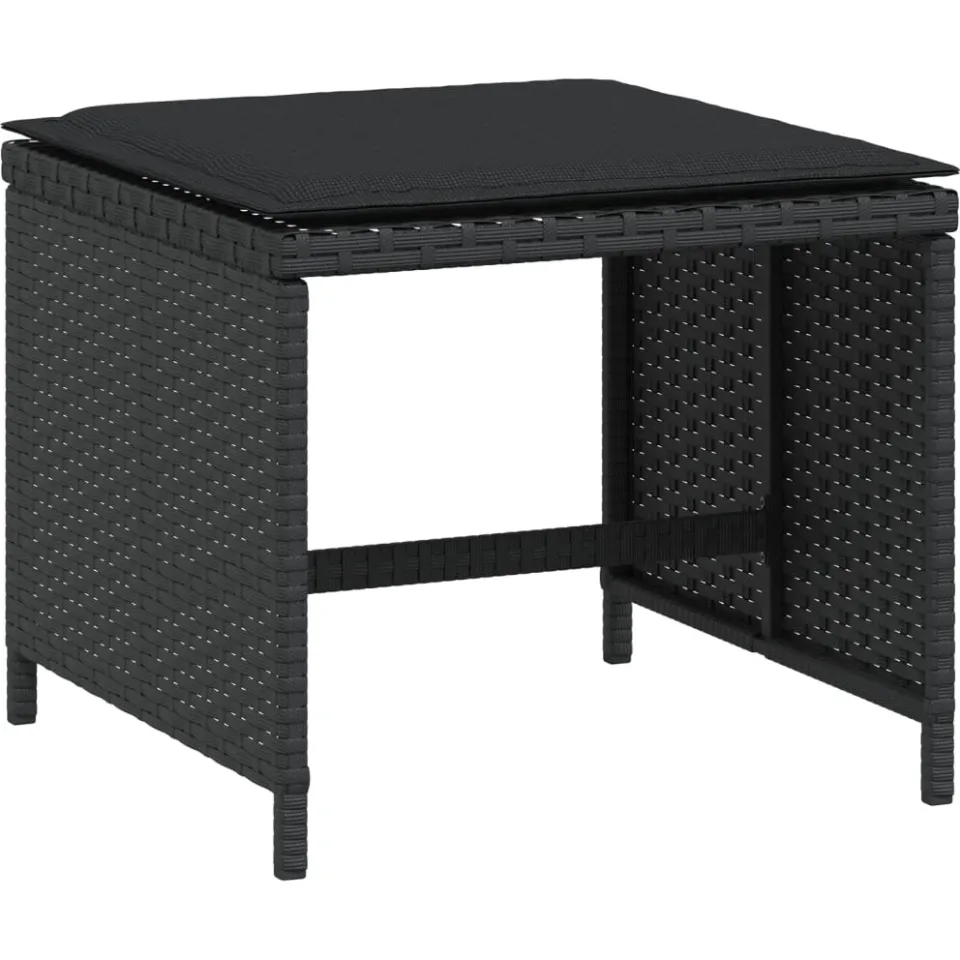vidaXL Tuinkrukken 4 st met kussens 40x40x35 cm poly rattan zwart, foto 4
