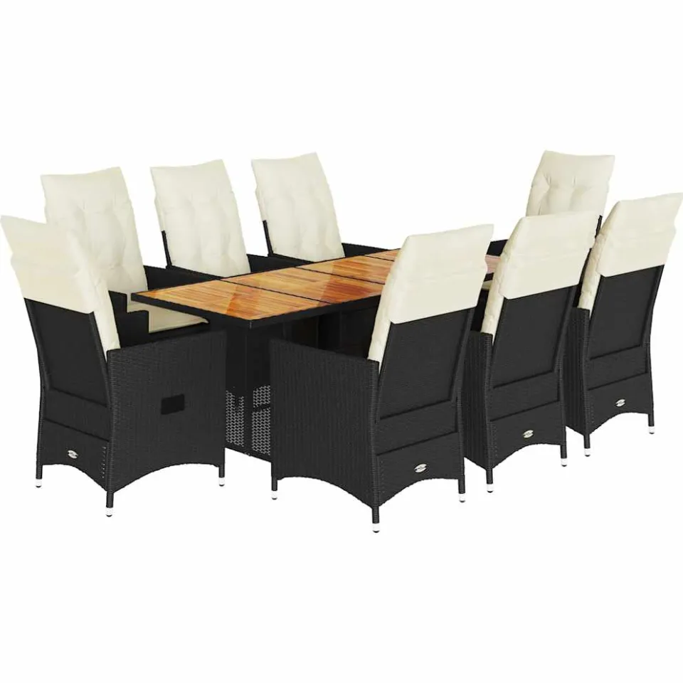vidaXL 9-delige Tuinset poly rattan zwart, foto 4