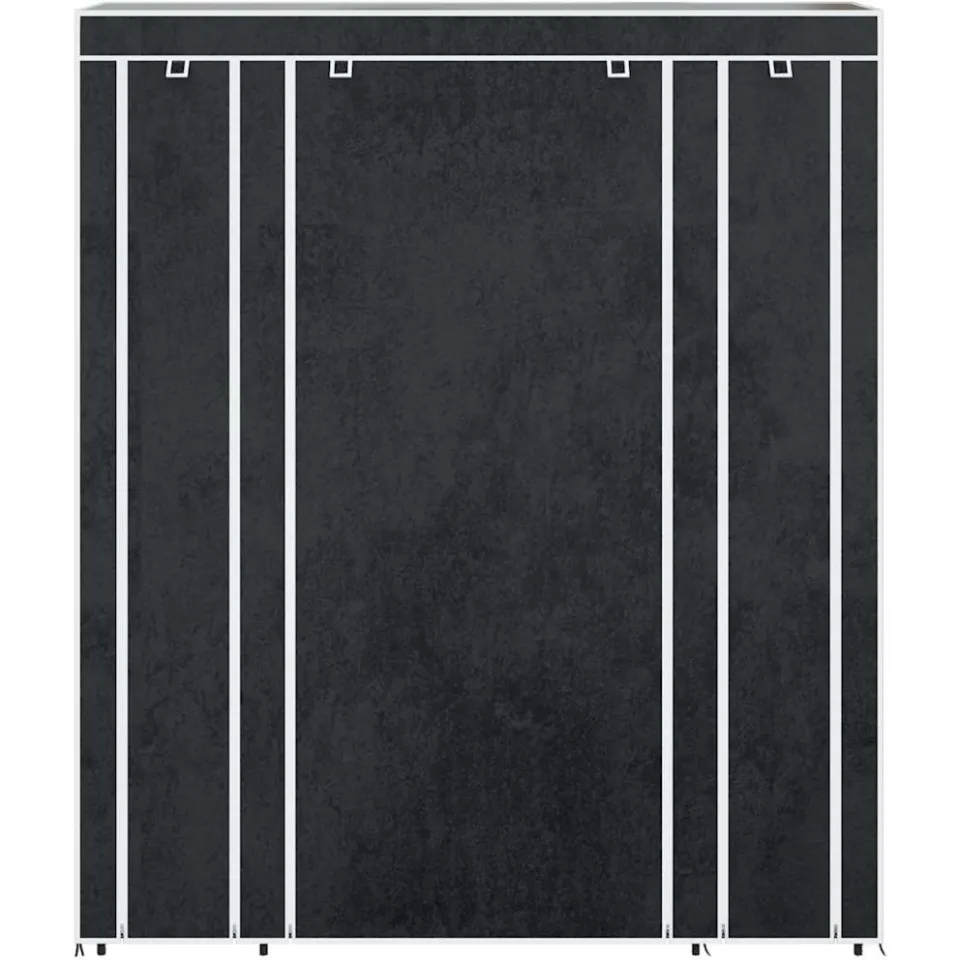 vidaXL Kledingkast met vakken en stangen 45x150x176 cm stof zwart, foto 4