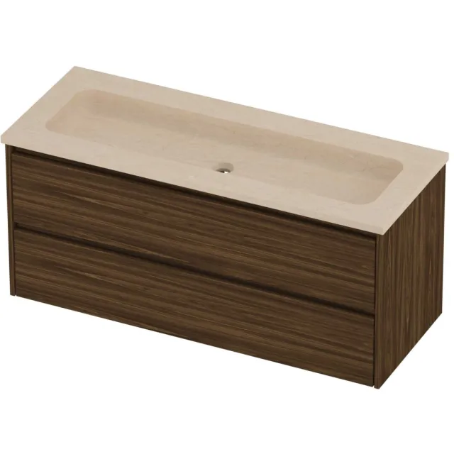 Proline Rollo Badmeubelset Hardsteen Elegant Zonder Gat 120x46x54 cm Sand Stone Cabana Oak Eiken