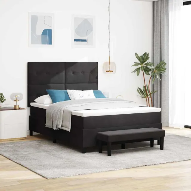 vidaXL Boxspring bed met hoofdeinde Zwart 190 x 140 cm Fluweel