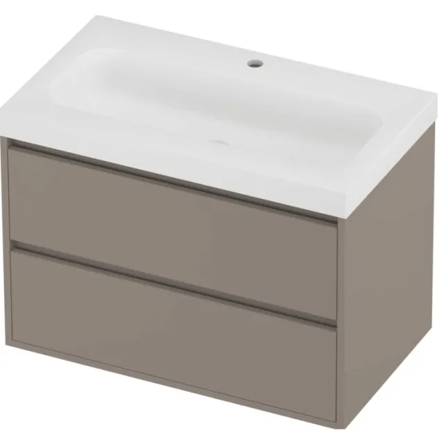 Proline Haga Badmeubelset Polystone Mezza 1 Kraangat Greeploos 80x46x58 cm Mat White Clay Beige