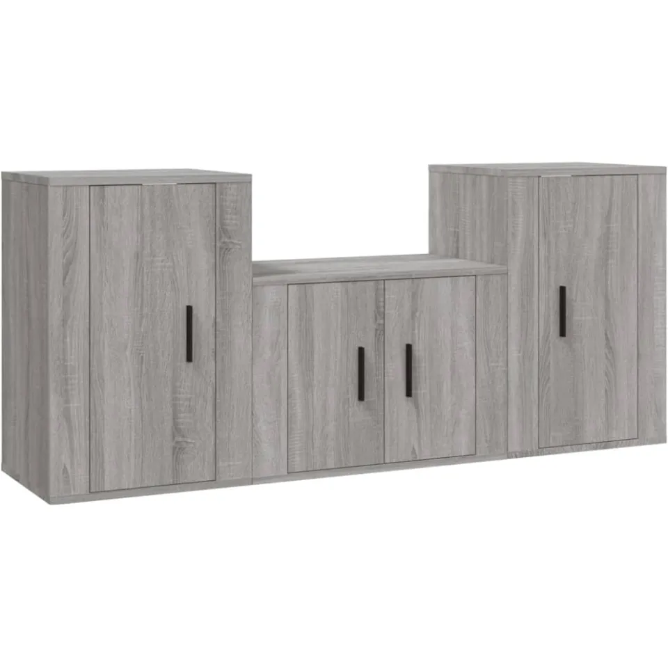 vidaXL 3-delige Tv-meubelset bewerkt hout grijs sonoma eikenkleurig, foto 3