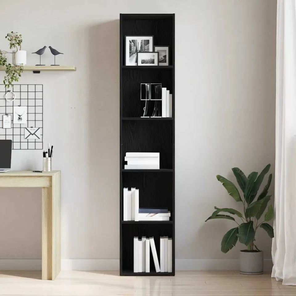vidaXL Boekenkast zwart eiken 40x30x189 cm bewerkt hout, foto 3