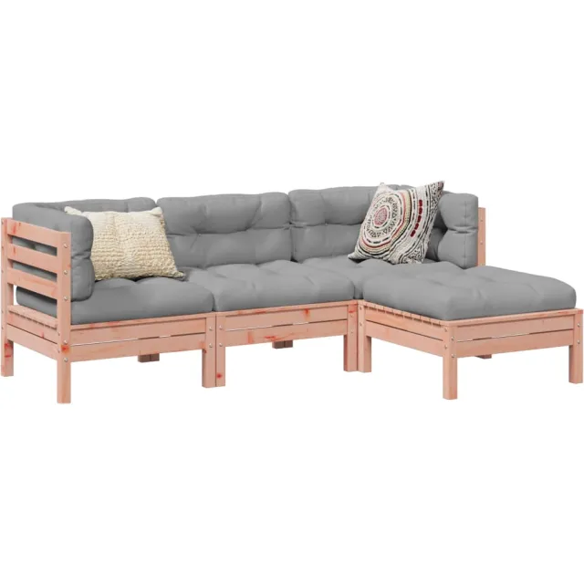 vidaXL 4-delige Loungeset met kussens massief douglas vurenhout Bruin