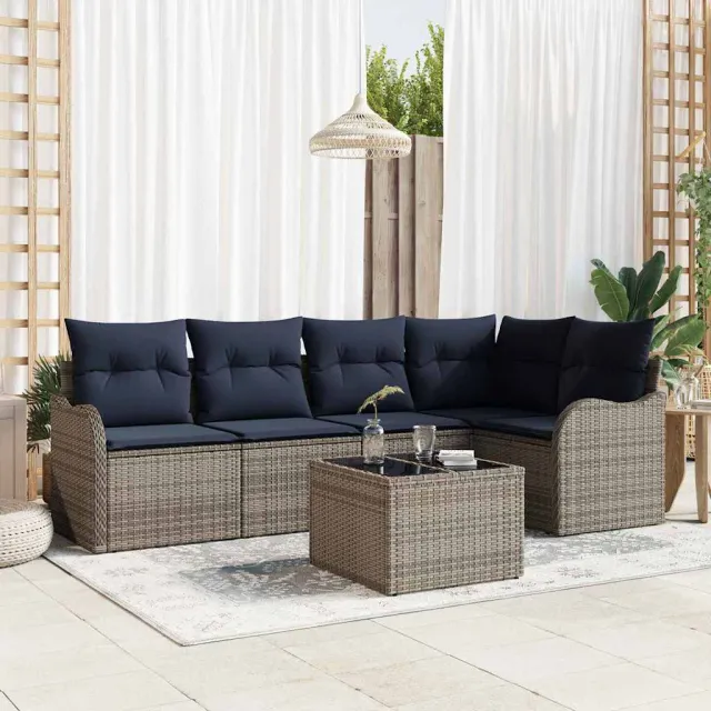 vidaXL Tuin Sofa Set Grijs poly rattan, foto 2