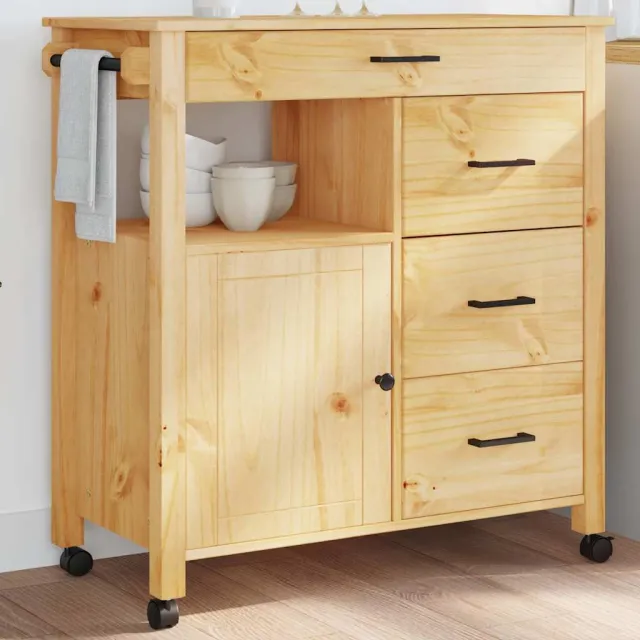 vidaXL Keukentrolley MONZA 84x40x88,5 cm massief grenenhout honingwas bruin, foto 2
