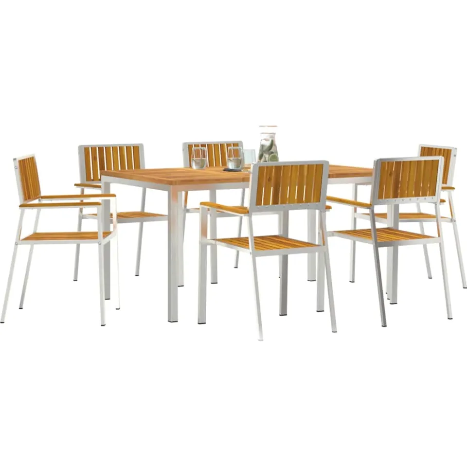 vidaXL Buiten eettafelset 7 st 150 x 90 x 75 cm Bruin